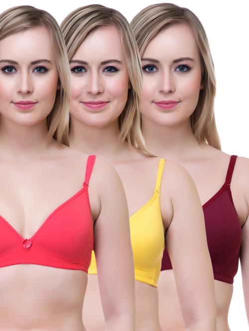 set of 3 multi colored cotton bra - 14894858 - Standard Image - 1