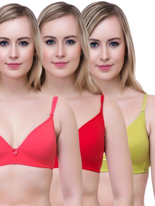 set of 3 multi colored cotton bra - 14894859 - Standard Image - 1