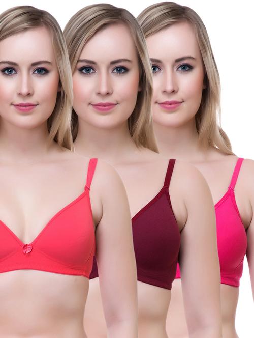 set of 3 multi colored cotton bra - 14894863 - Standard Image - 1