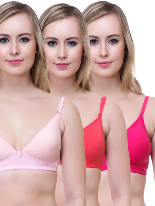 set of 3 multi colored cotton bra - 14894864 - Very Small Image - 1
