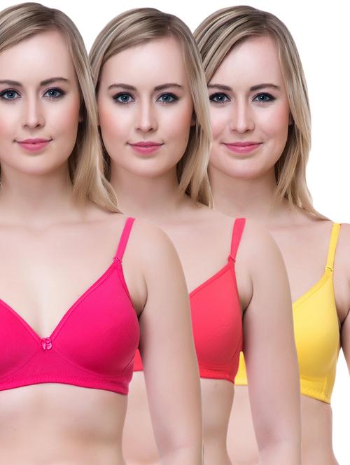 set of 3 multi colored cotton bra - 14894866 - Standard Image - 1