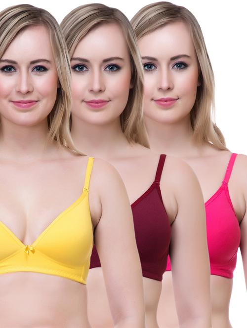 set of 3 multi colored cotton bra - 14894868 - Standard Image - 1