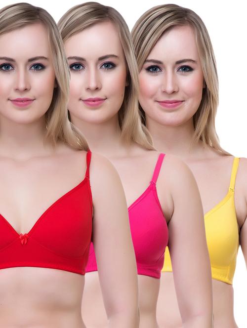 set of 3 multi colored cotton bra - 14894869 - Standard Image - 1