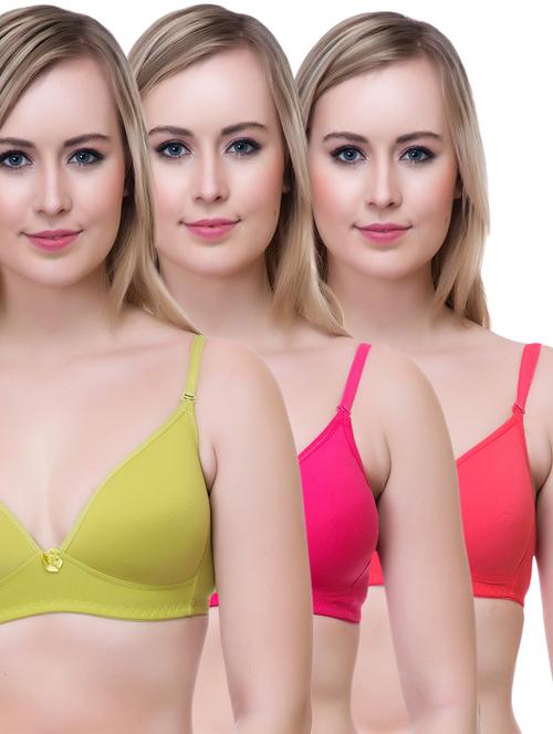 set of 3 multi colored cotton bra - 14894870 - Standard Image - 1