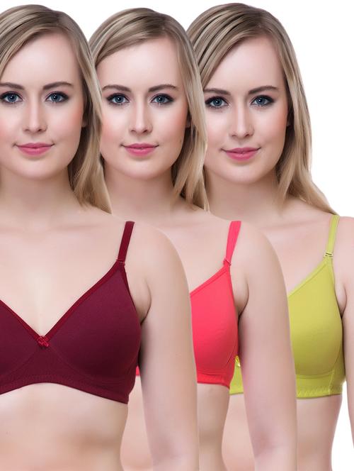set of 3 multi colored cotton bra - 14894871 - Standard Image - 1