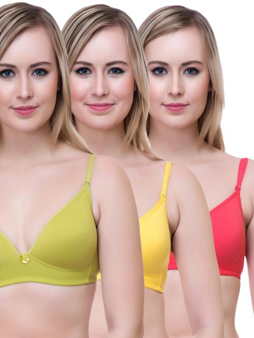 set of 3 multi colored cotton bra - 14894873 - Standard Image - 1