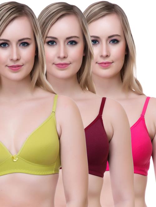 set of 3 multi colored cotton bra - 14894874 - Standard Image - 1