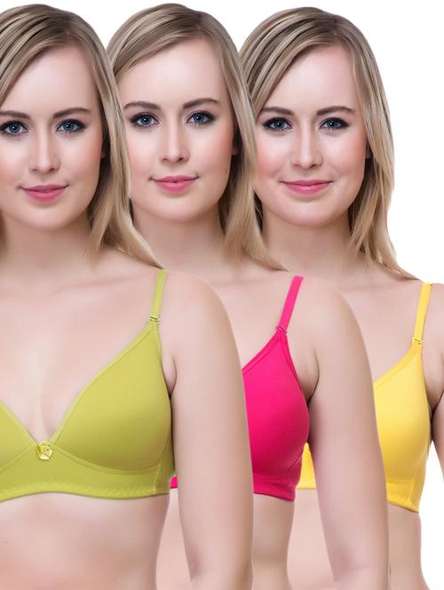 set of 3 multi colored cotton bra - 14894876 - Standard Image - 1