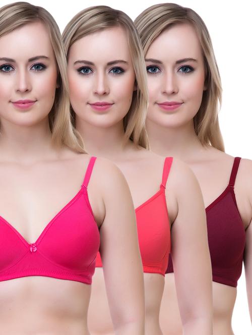 set of 3 multi colored cotton bra - 14894877 - Standard Image - 1