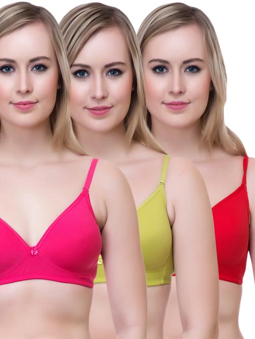 set of 3 multi colored cotton bra - 14894883 - Standard Image - 1