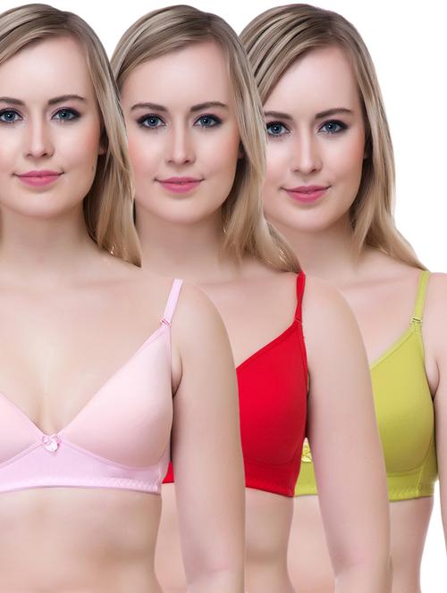 set of 3 multi colored cotton bra - 14894887 - Very Small Image - 1