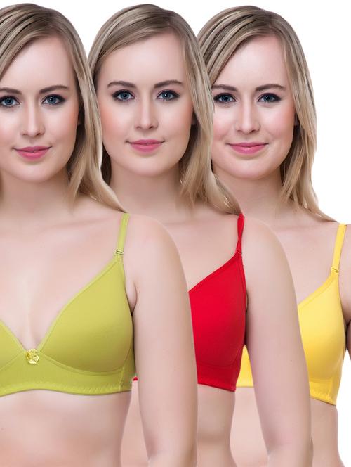 set of 3 multi colored cotton bra - 14894893 - Standard Image - 1