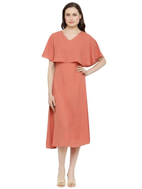 peach crepe layered dress - 14895038 - Standard Image - 1