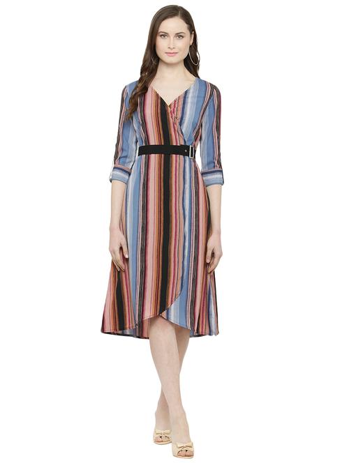 brown crepe wrap dress - 14895045 - Standard Image - 1