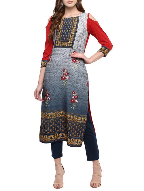 bluecolored straight kurta - 14895057 - Very Small Image - 1