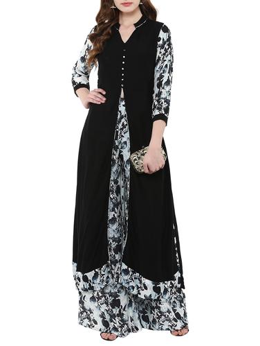 black rayon high slit kurta - 14895081 - Very Small Image - 1