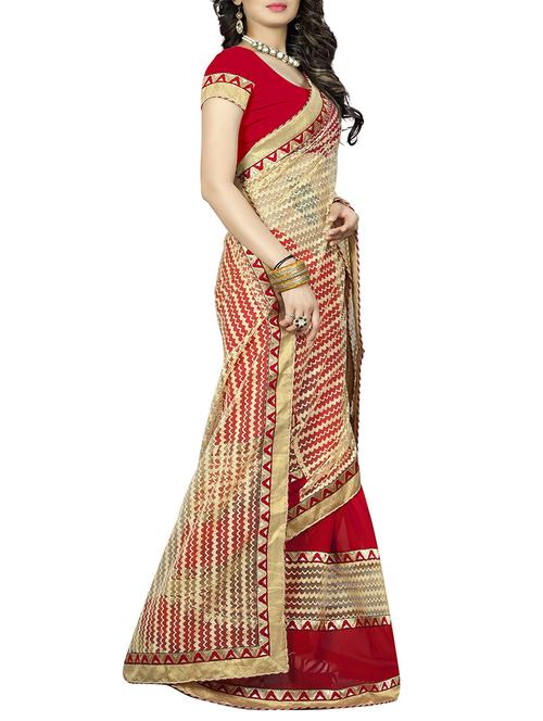pink georgette bordered saree with blouse - 14895220 - Standard Image - 1