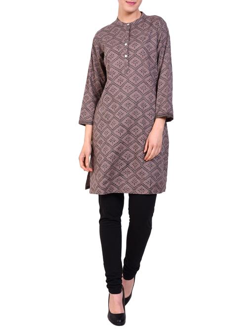 Purple cotton straight kurta - 14895272 - Very Small Image - 1