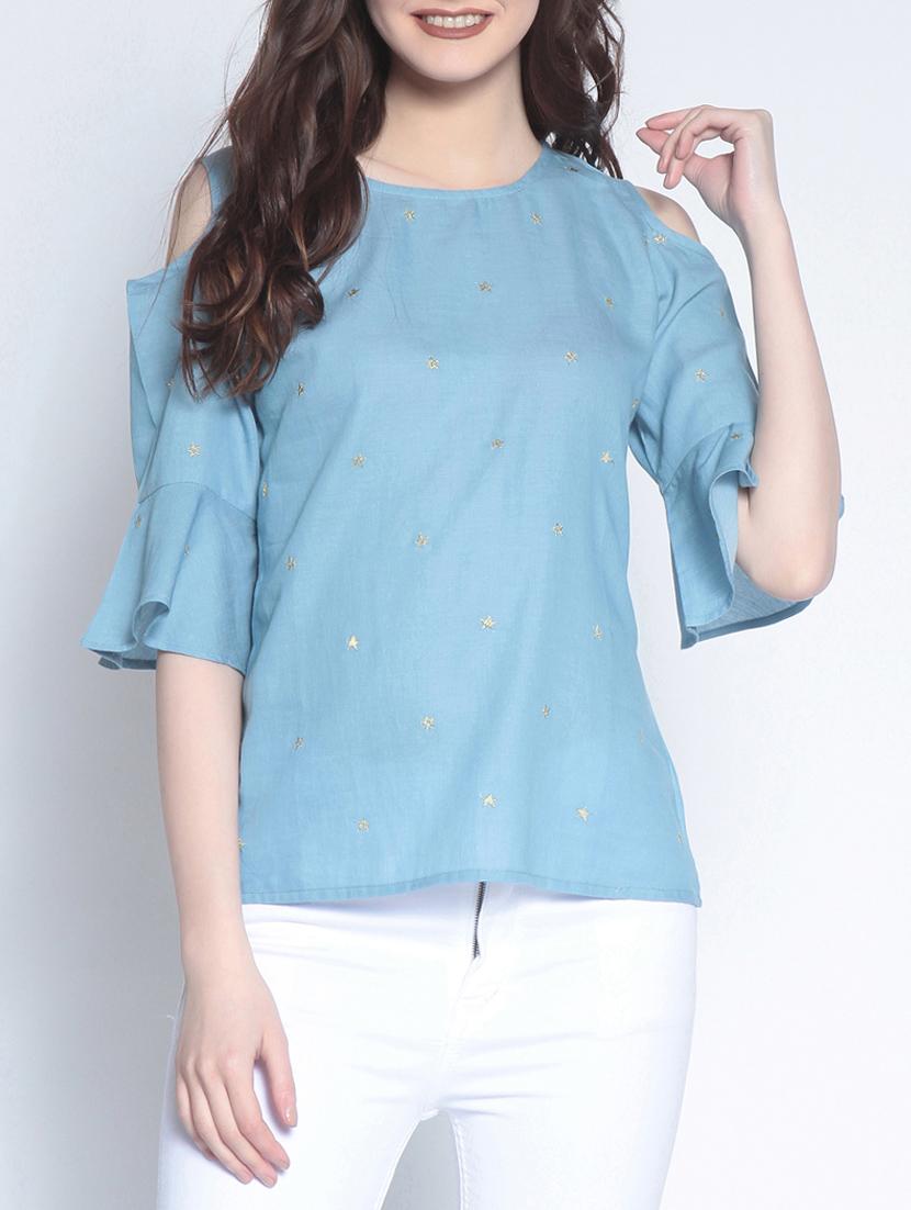 keyhole back embroidered top - 14895296 - Zoom Image - 1