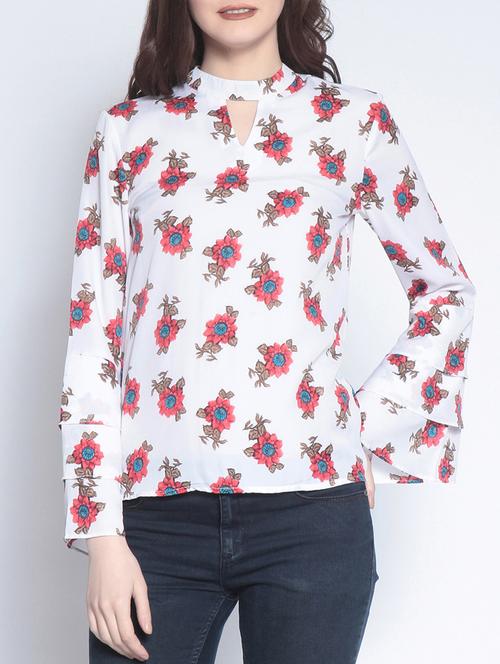layered bell sleeved floral top - 14895302 - Standard Image - 1