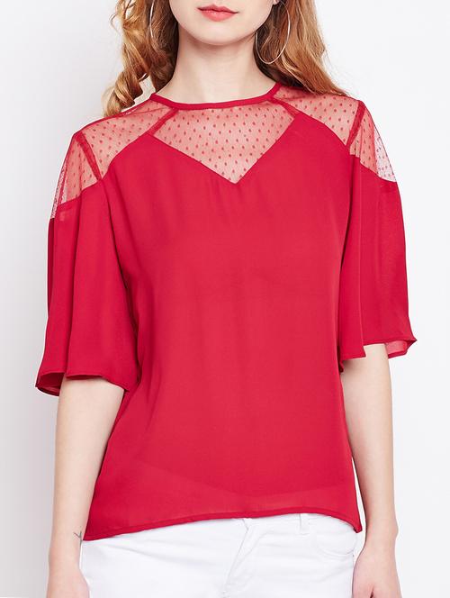 mesh paneled short sleeved top - 14895304 - Standard Image - 1