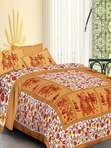 Pure Cotton Double bedsheet with 2 Pillow covers - 14895508 - Very Small Image - 1