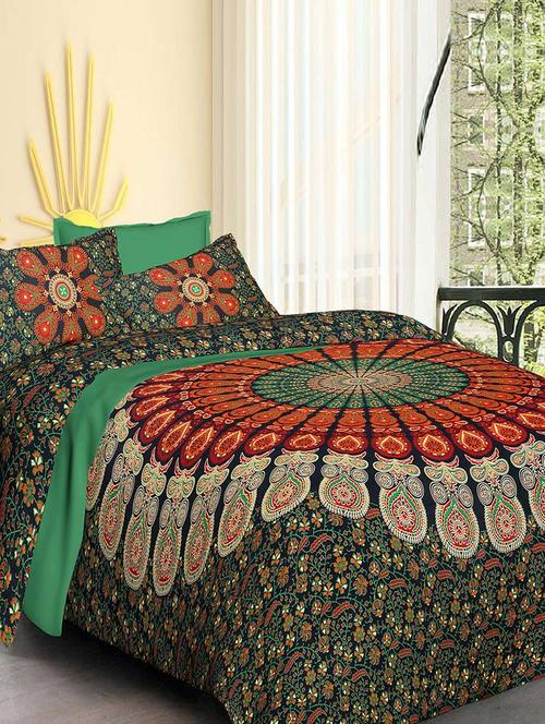 Pure Cotton Double bedsheet with 2 Pillow covers - 14895514 - Very Small Image - 1