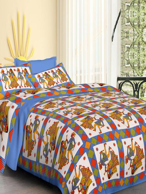Pure Cotton Double bedsheet with 2 Pillow covers - 14895515 - Very Small Image - 1