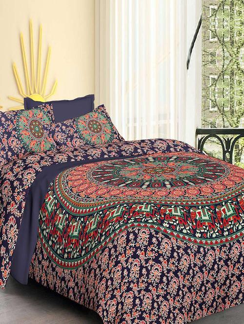 Pure Cotton Double bedsheet with 2 Pillow covers - 14895518 - Very Small Image - 1