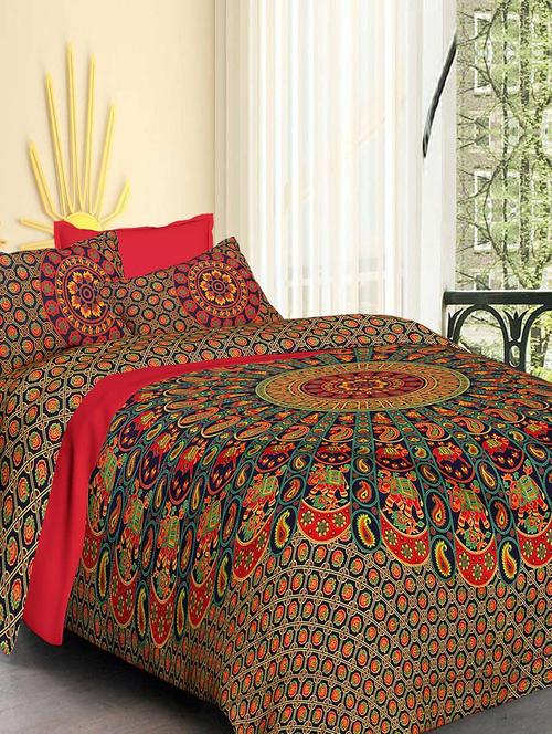 Pure Cotton Double bedsheet with 2 Pillow covers - 14895522 - Very Small Image - 1