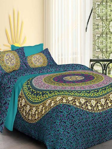 Pure Cotton Double bedsheet with 2 Pillow covers - 14895528 - Very Small Image - 1