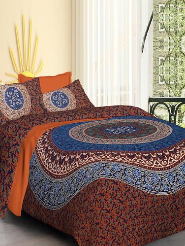 Pure Cotton Double bedsheet with 2 Pillow covers - 14895530 - Very Small Image - 1