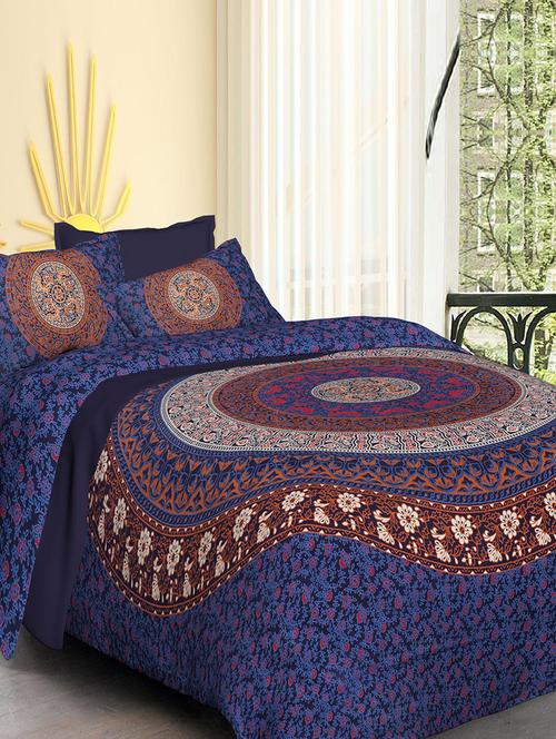Pure Cotton Double bedsheet with 2 Pillow covers - 14895531 - Very Small Image - 1