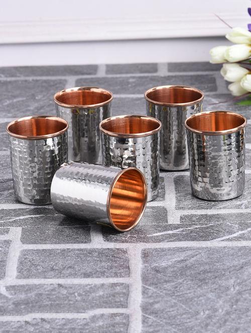 Copper Hammered Glasses (Set of 6) - 14895565 - Standard Image - 1