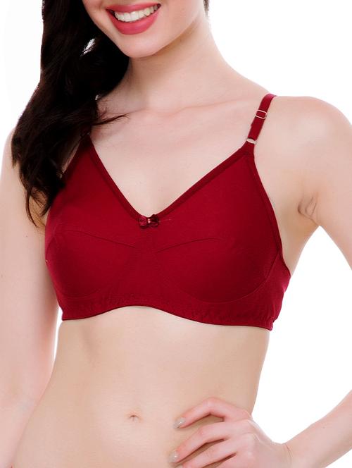 maroon cotton solid bra - 14895747 - Standard Image - 1