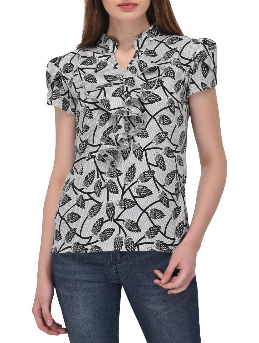 grey printed ruffled top - 14895780 - Zoom Image - 1