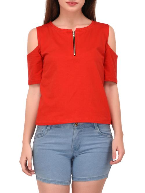 red solid cotton top - 14895791 - Standard Image - 1