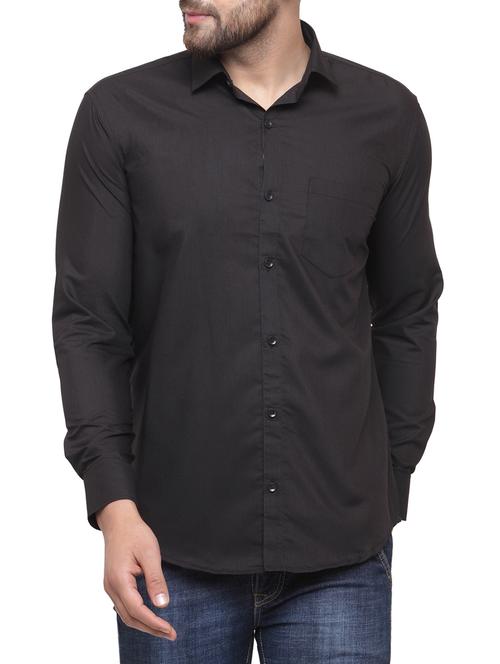 black cotton casual shirt - 14895796 - Standard Image - 1