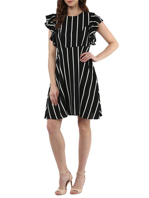 black striped a-line dress - 14895930 - Very Small Image - 1