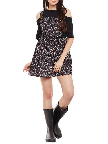 black floral dungree dress - 14895935 - Very Small Image - 1