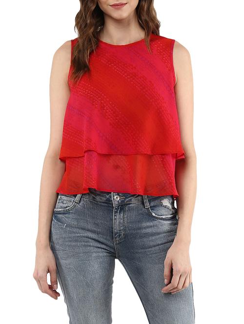 red printed layered top - 14895946 - Very Small Image - 1