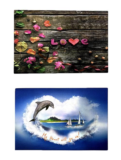 Stylish Big Size 3D Print Anti-Skid Door Mat Combo Of 2 - 14896023 - Very Small Image - 1