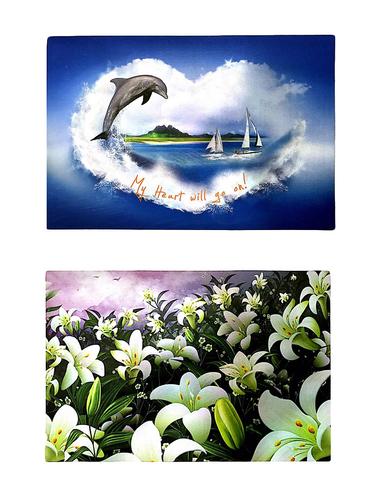 Stylish Big Size 3D Print Anti-Skid Door Mat Combo Of 2 - 14896024 - Very Small Image - 1