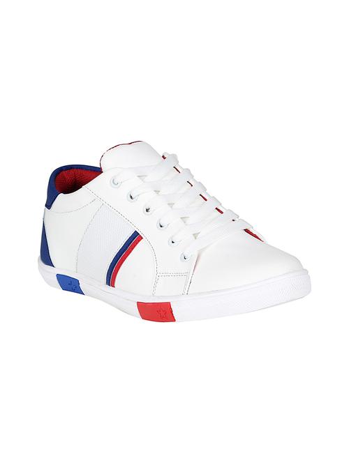 white leatherette lace up sneaker - 14896083 - Standard Image - 1