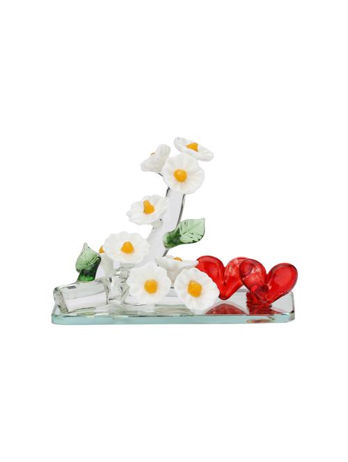 Somil Beautiful White Lily Flowers With Red Couple Heart Decorative Showpiece - 14896246 - Standard Image - 1