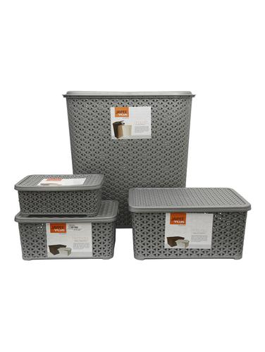 Combo- Drop all Small Laundry Basket, Keep all with cover (big, small & mini) Silver - 14896525 - Very Small Image - 1