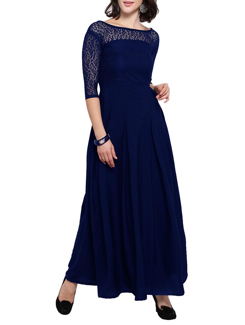 navy blue solid gown dress - 14896820 - Zoom Image - 1