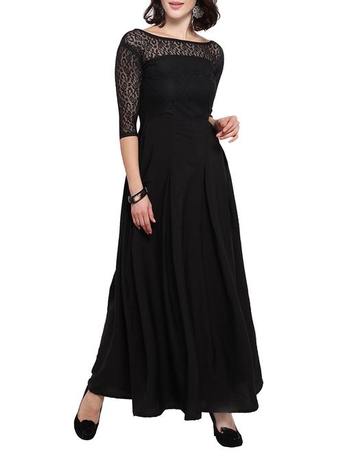 black solid gown dress - 14896821 - Standard Image - 1