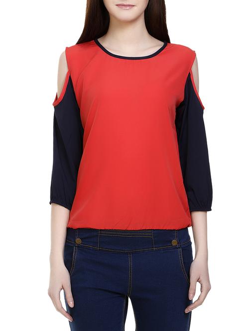 red solid cold shoulder top - 14897123 - Very Small Image - 1