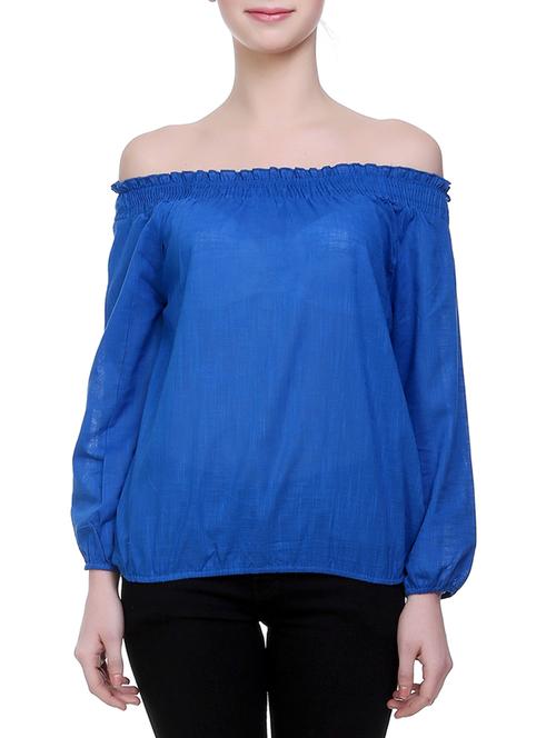 blue solid blouson top - 14897132 - Very Small Image - 1